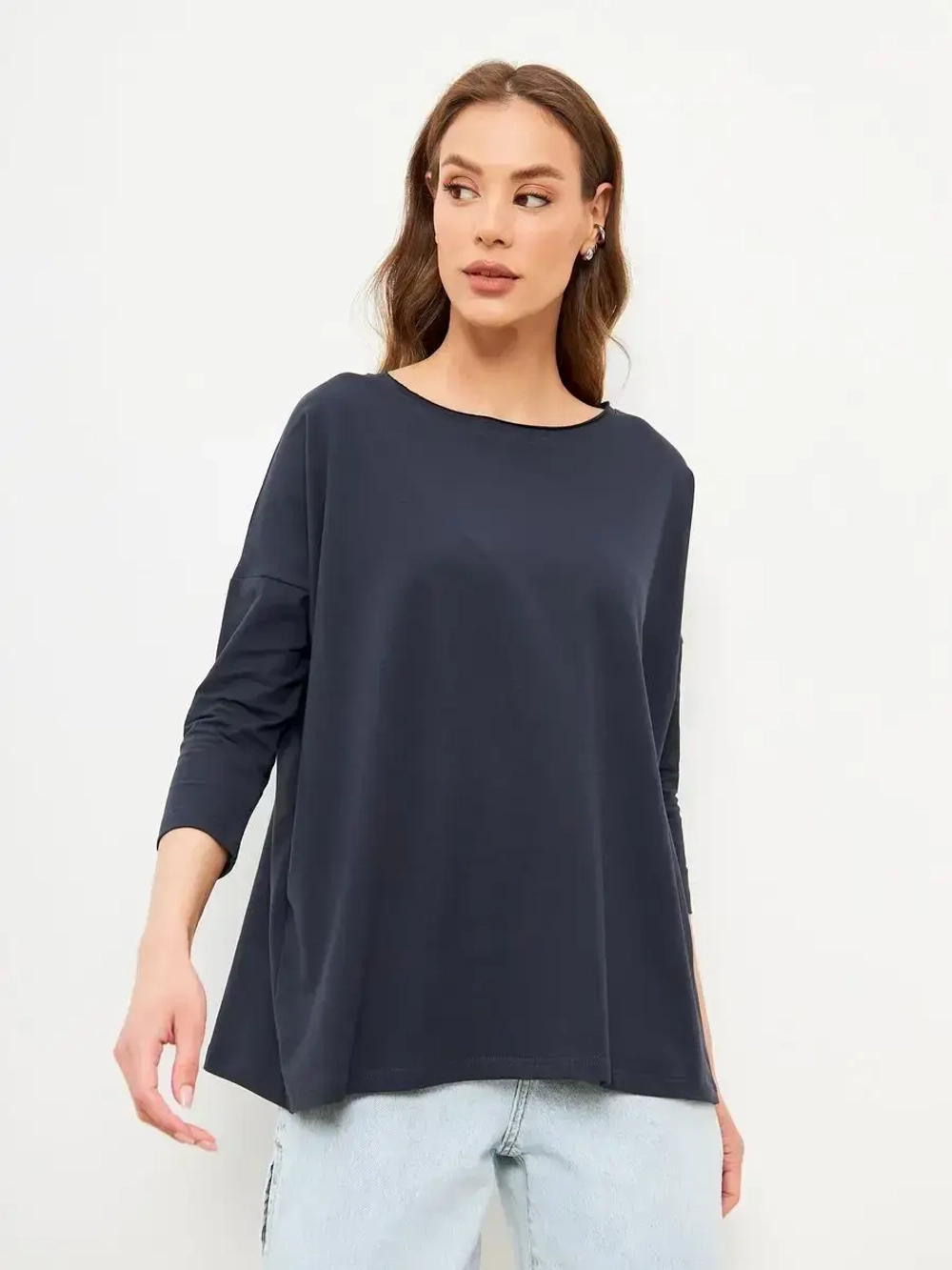 Лонгслив оверсайз с рукавом 3/4 графит