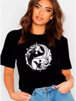 Футболка черная базовая с драконом