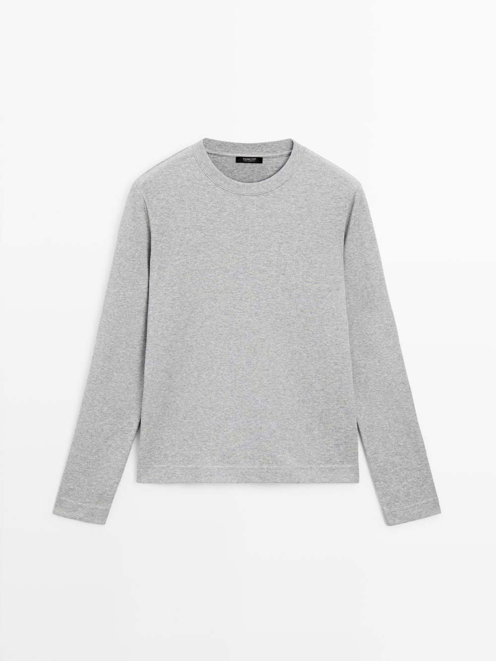 Massimo Dutti Футболка из хлопка с длинными рукавами, серый меланж