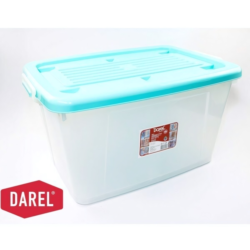 Ящик с крышкой DARELBOX 75л на колесах 700*500*380 бирюзовый