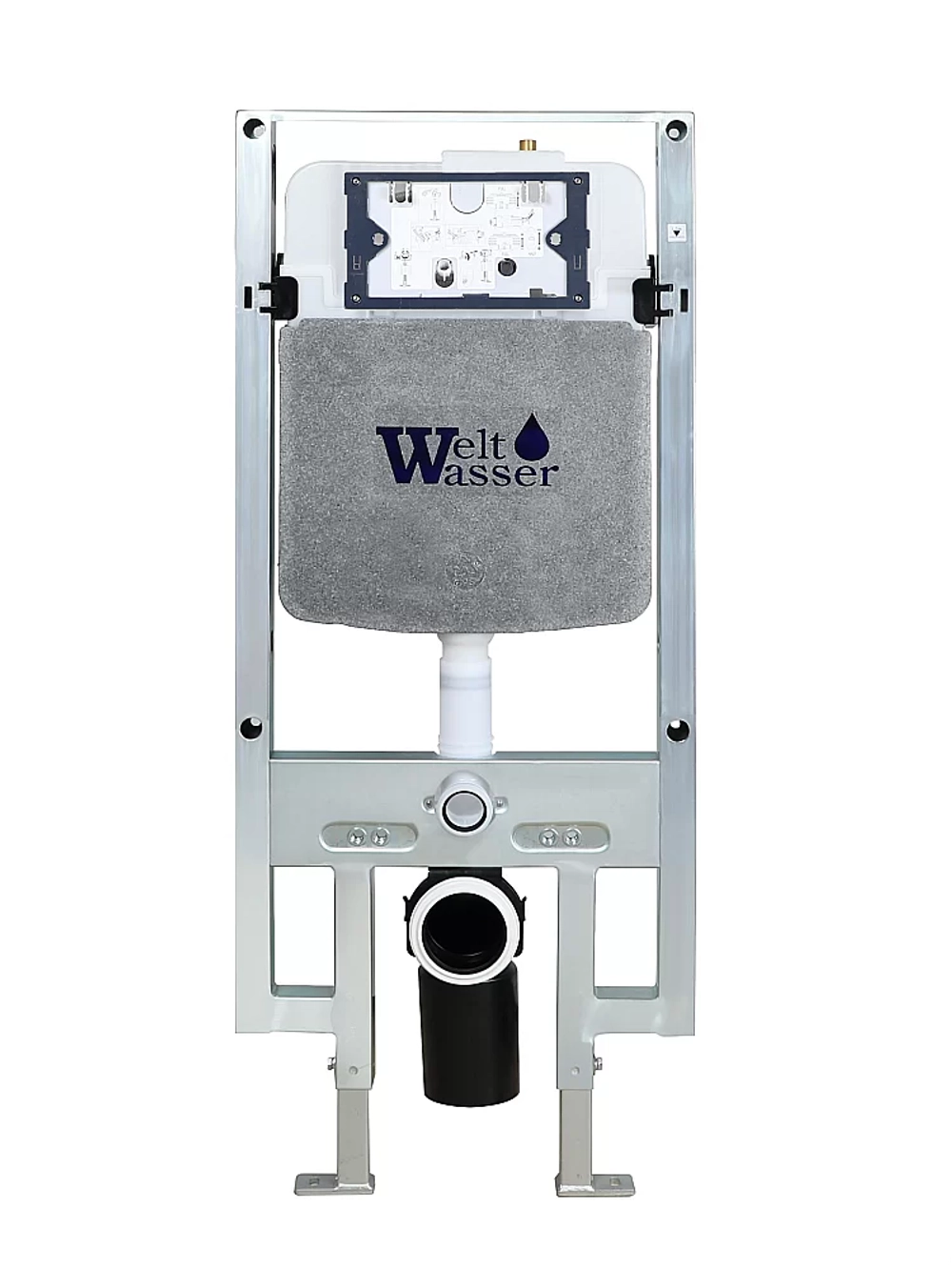 Унитаз подвесной WeltWasser AMBERG 497 ST + GELBACH 043 MT-BL + AMBERG RD-WT черный матовый, безободковый, с крышкой микролифт, слив-торнадо, с инсталляцией и белой кнопкой