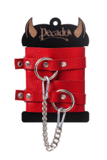 Красные мягкие кожаные оковы с люверсами