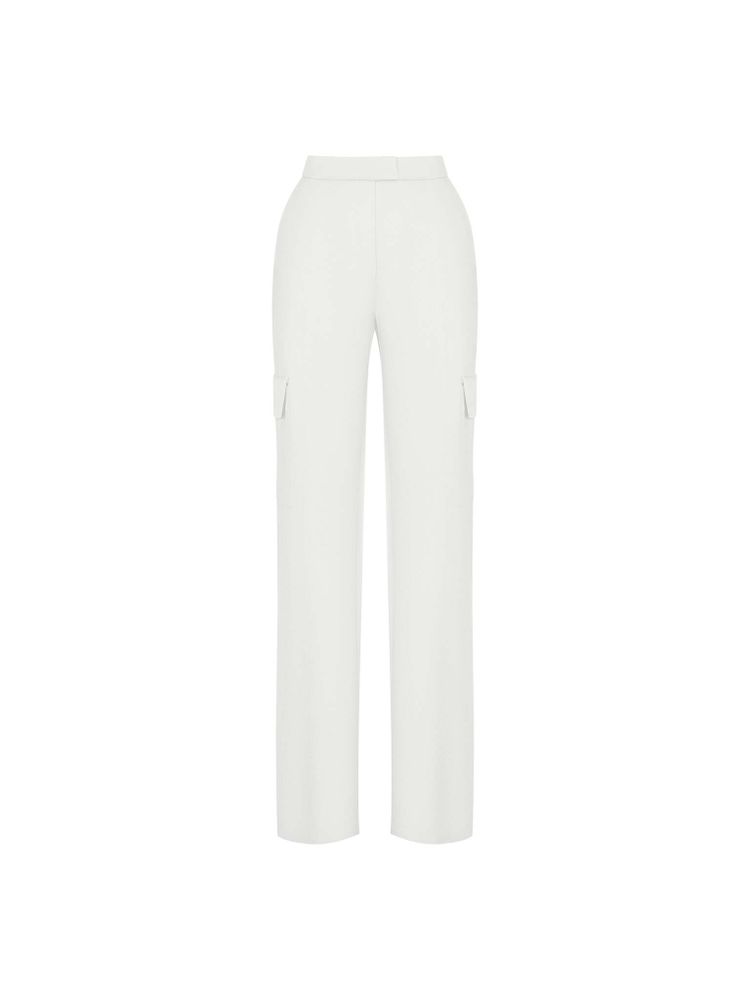 Брюки прямого кроя из сатина с накладными карманами