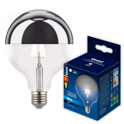 LED-G125-4W-4000K-E27-CL MIRROR-CHROME PLS02WH Лампа светодиодная. Форма шар. прозрачная колба с зеркальным отражателем. Серия Sky. Белый свет 4000K. Картон. ТМ Uniel