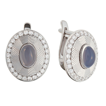 Серьги с Халцедоном и Бриллиантами, E0084-0/15