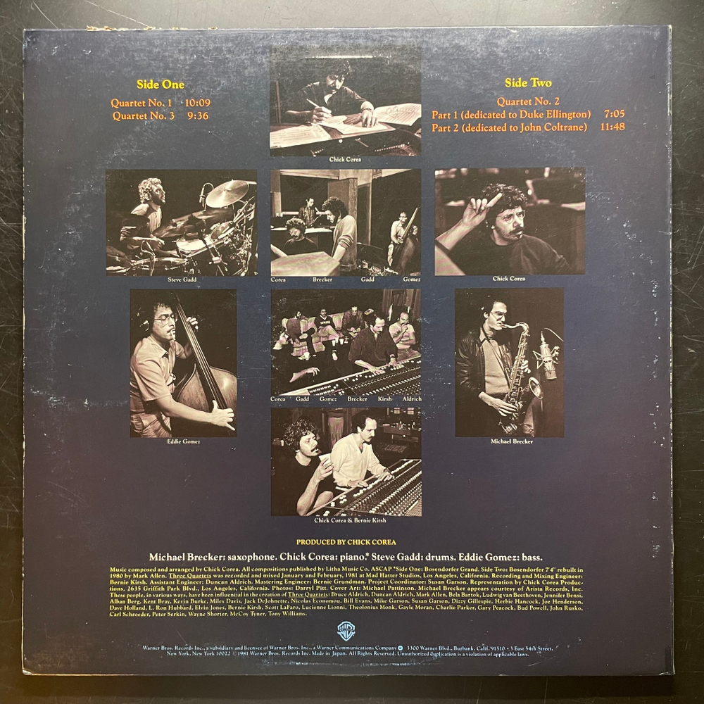 Chick Corea ‎– Three Quartets (Япония 1981г.) Promo