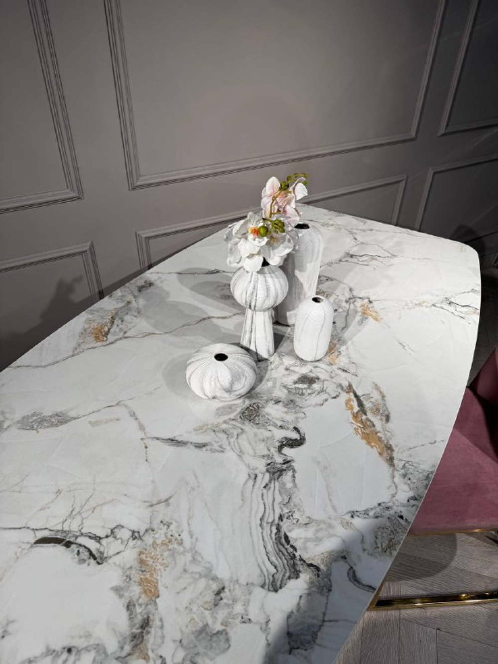 Стол обеденный Ist Casa Соар-2, 160х90х76 см, серо-золотая керамика, золото