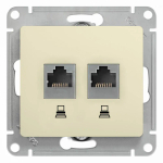 GLOSSA РОЗЕТКА двойная компьютерная RJ45+RJ45 кат. 5e, механизм, БЕЖЕВЫЙ