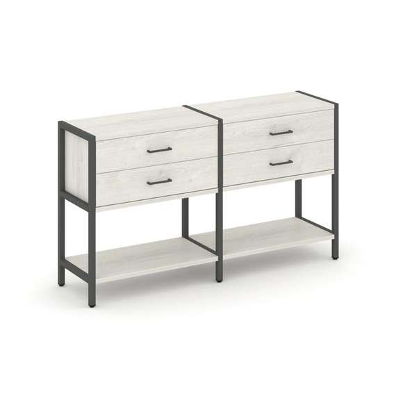 Shelf System Двухсекционный стеллаж двухярусный с ящиками SN.STM-222 Дуб Наварра/Металл Антрацит 159