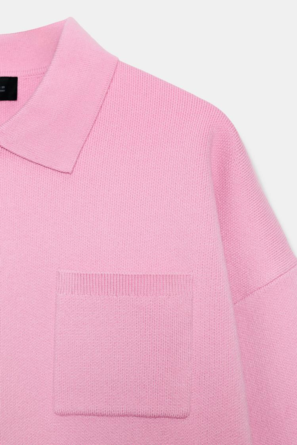 ZARA ПОЛО ИЗ ТРИКОТАЖА С КАРМАНОМ, ПАСТЕЛЬНО-РОЗОВЫЙ