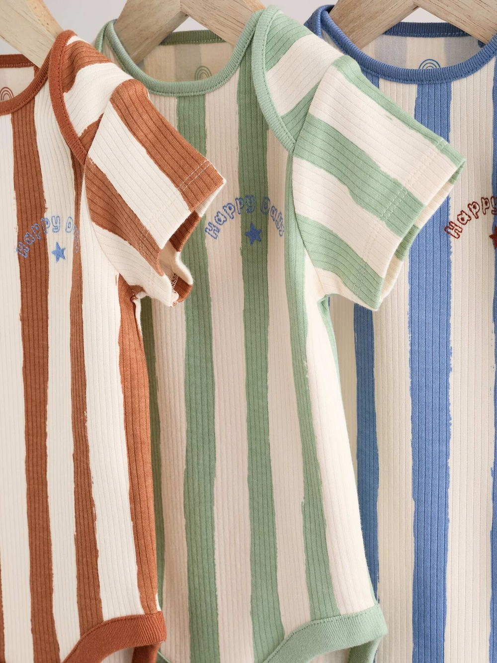 Боди с коротким рукавом для малышей Next E93-287, 3 шт., Бежевый, Мятный, Голубой