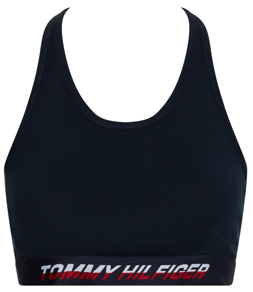 ТОП теннисный Tommy Hilfiger Mid Intensity Tape Racer Bra - desert sky split logo tape