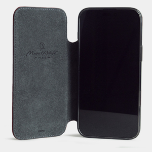 Чехол-книжка кожаная для iPhone 17 Pro Max, теленок вишневого цвета