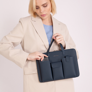 Сумка для MacBook Pro 13"-14" Bocage с карманами из кожи теленка синего цвета