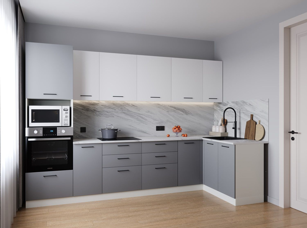 Кухонный гарнитур угловой Элеганция 3200х1400 столешница 26 мм