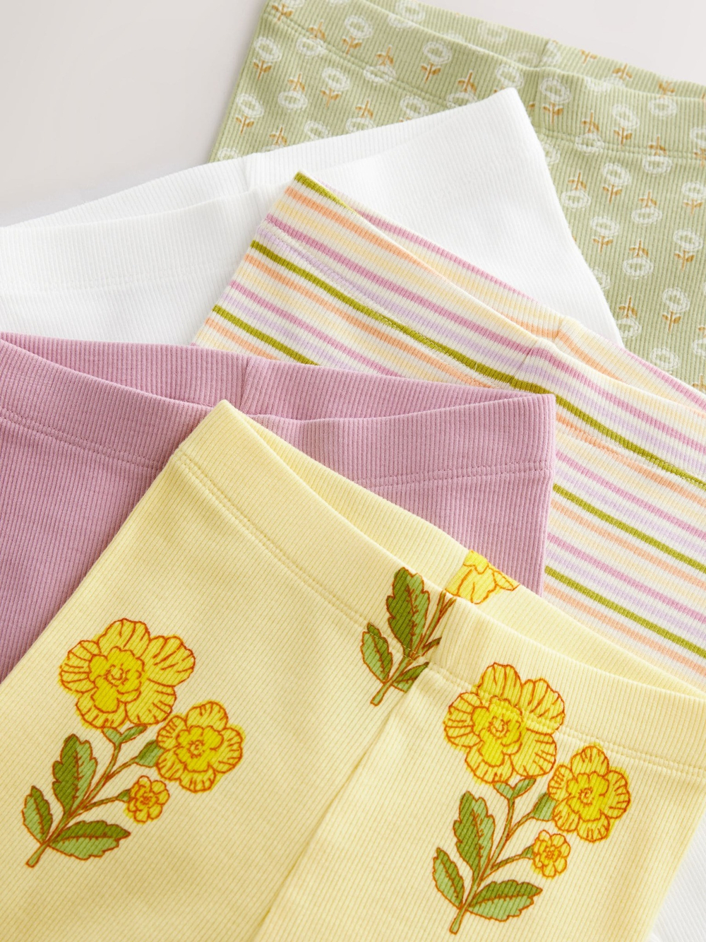 Легинсы для девочки Next E65-374, 5 шт., Бежевый, Розовый, Светло-желтый