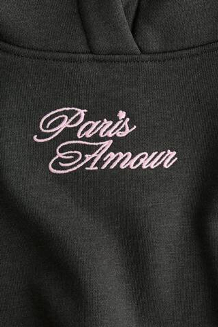 H&M Толстовка с капюшоном и принтом, темно-серый