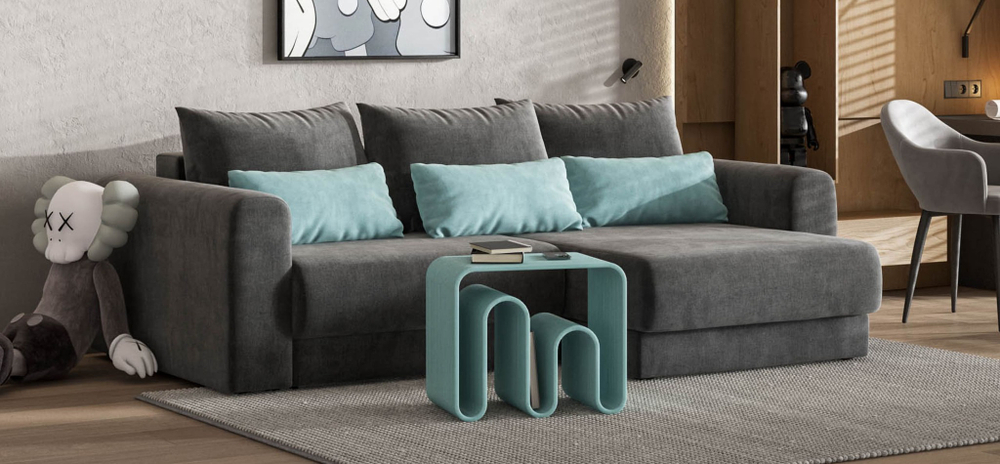 Модульный угловой диван РИЧМОНД MODOOL Велюр Monolit серый