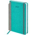 Ежедневник датированный 2023 А5 138x213 мм BRAUBERG "Mosaic", под кожу, бирюза, 114082