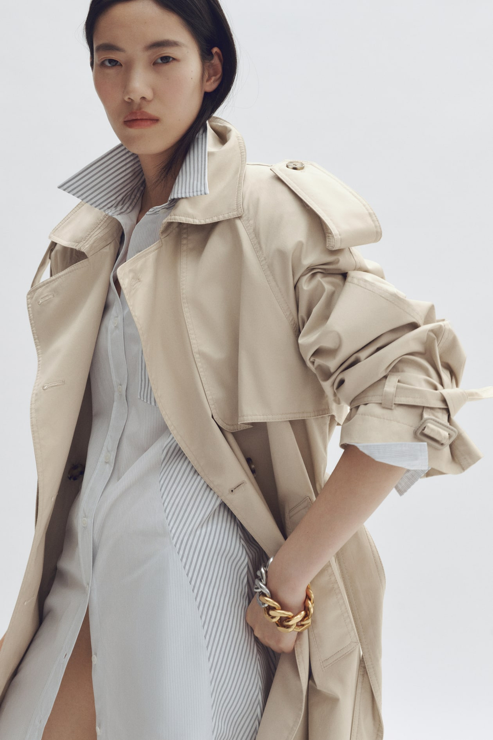 H&M - Stella McCartney Тренч оверсайз, светло-бежевый