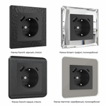 Розетка с быстрой зарядкой USB Type A+С черная (черный матовый)