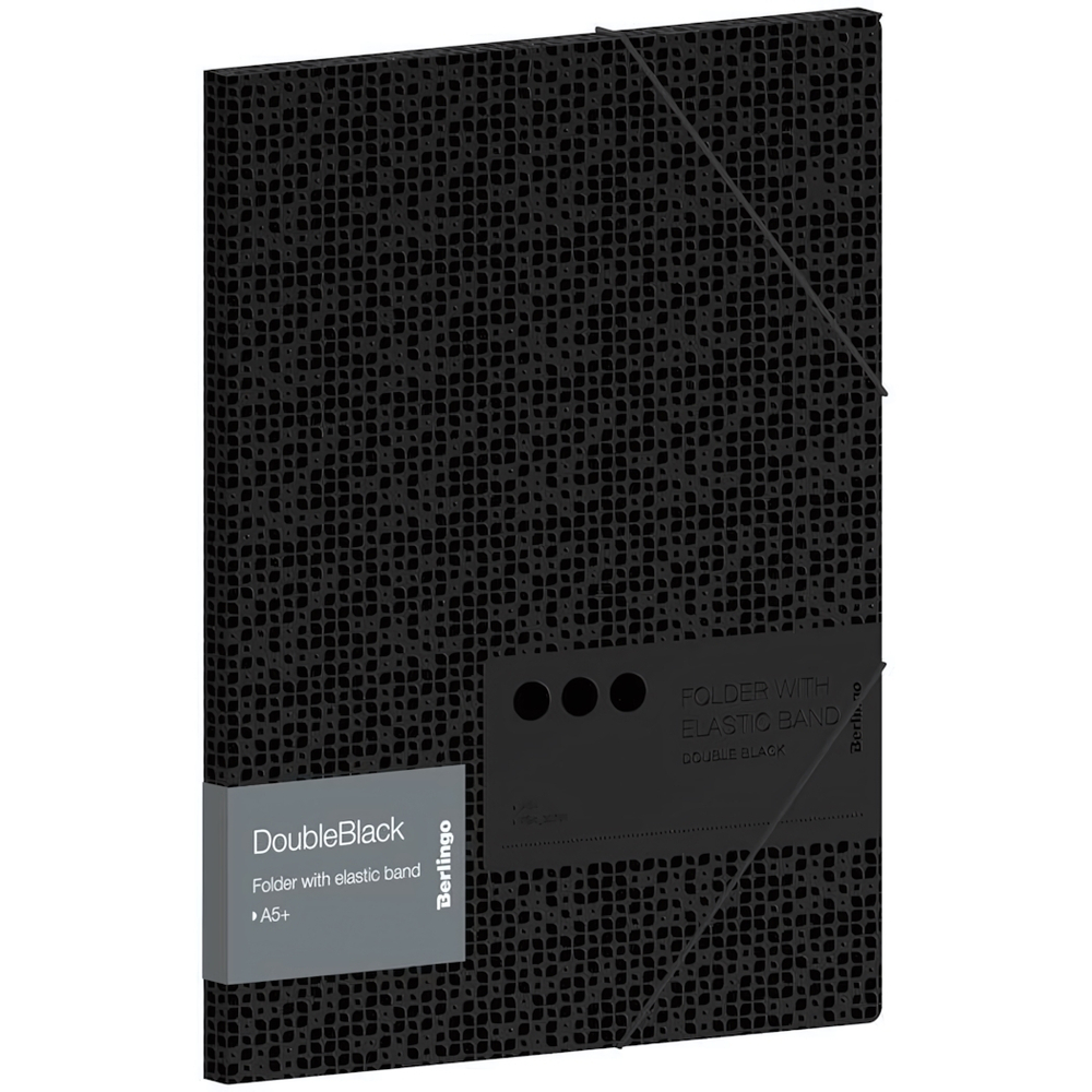 Папка для тетрадей на резинке А5+ 600мкм чёрная с рисунком "DoubleBlack" (Berlingo)