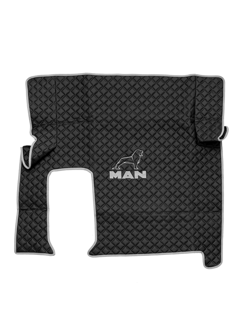Ковры MAN TGX с 1-м ящиком (автомат) (экокожа, черный, серый кант, серая вышивка)
