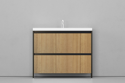 Тумба напольная VELVEX Klaufs 100.2Y.NEW шатанэ/черный с раковиной Velvex Mario 100