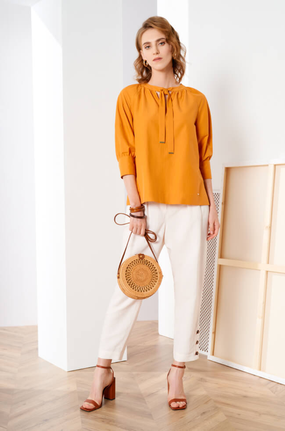 22342 Блузка женская (оранжевый)