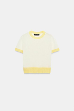 ZARA ТРИКОТАЖНЫЙ ТОП С КОРОТКИМ РУКАВОМ, РАЗНОЦВЕТНЫЙ