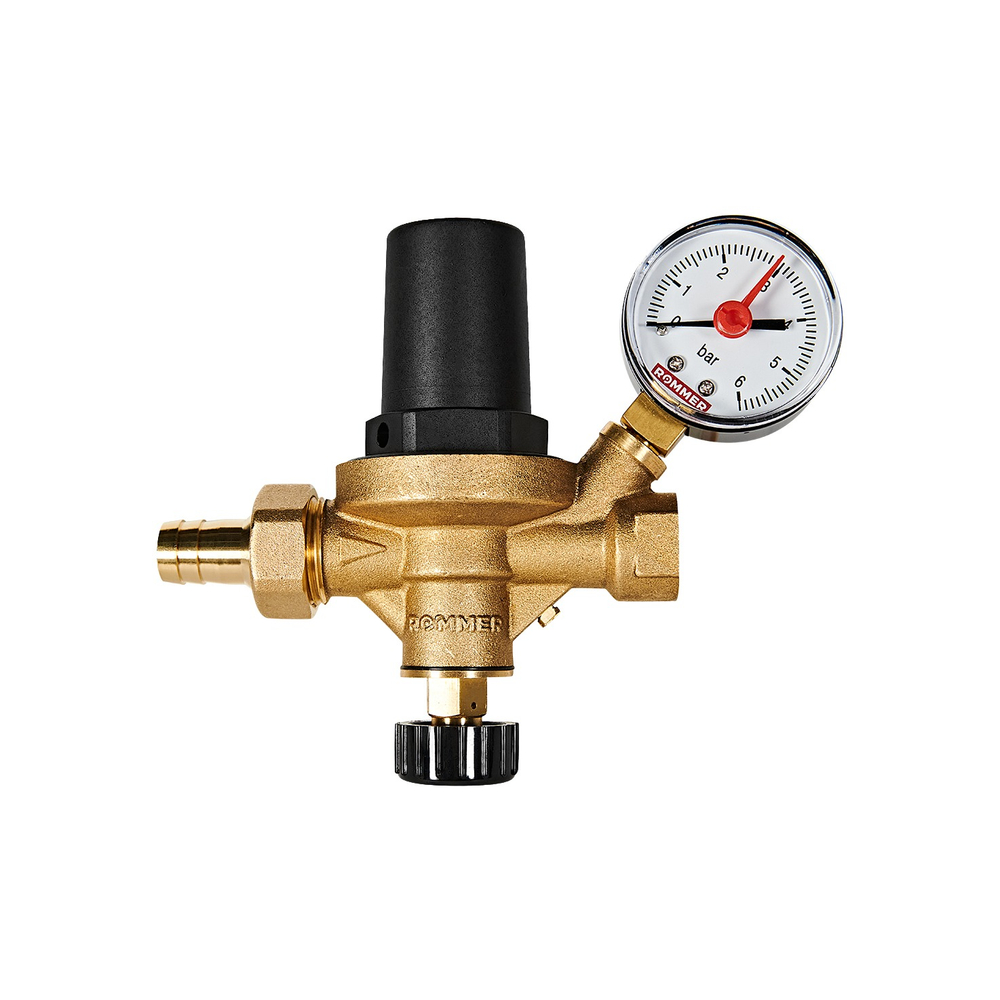 Клапан подпиточный автоматический ROMMER - 1/2" (ВР/НР, настройка 0.3-4 бар, крышка пластик)