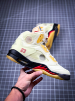 OW X AIR JORDAN 5 WHITE/FIRE RED/YELLOW