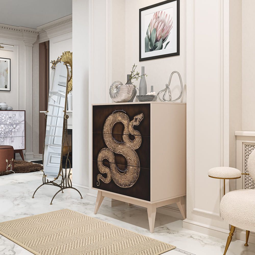 Комод Серпентис с 3 ящиками Айвори