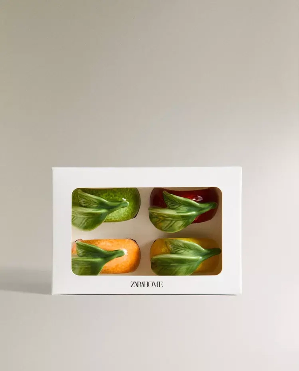 ZARA HOME КЕРАМИЧЕСКИЕ КОЛЬЦА ДЛЯ САЛФЕТОК (НАБОР ИЗ 4 ШТ.), ЖЕЛТЫЙ