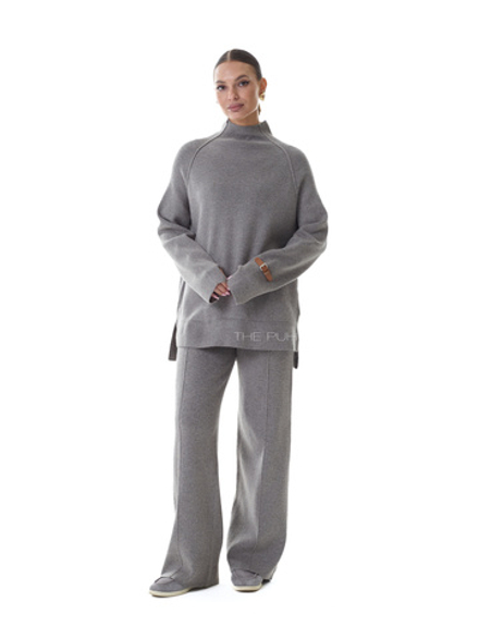 Темно-серый трикотажный костюм с брюками