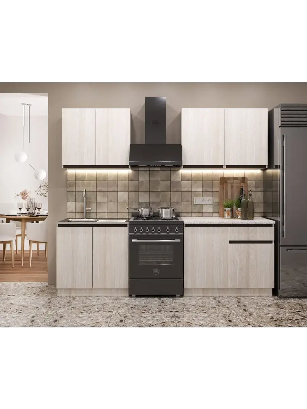 Кухонный гарнитур 180 модульный Анкор светлый