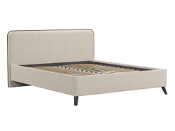 Миа кровать 180 Bravo white (светло-бежевый) / кант Лайт 10 Велюр (коричневый)