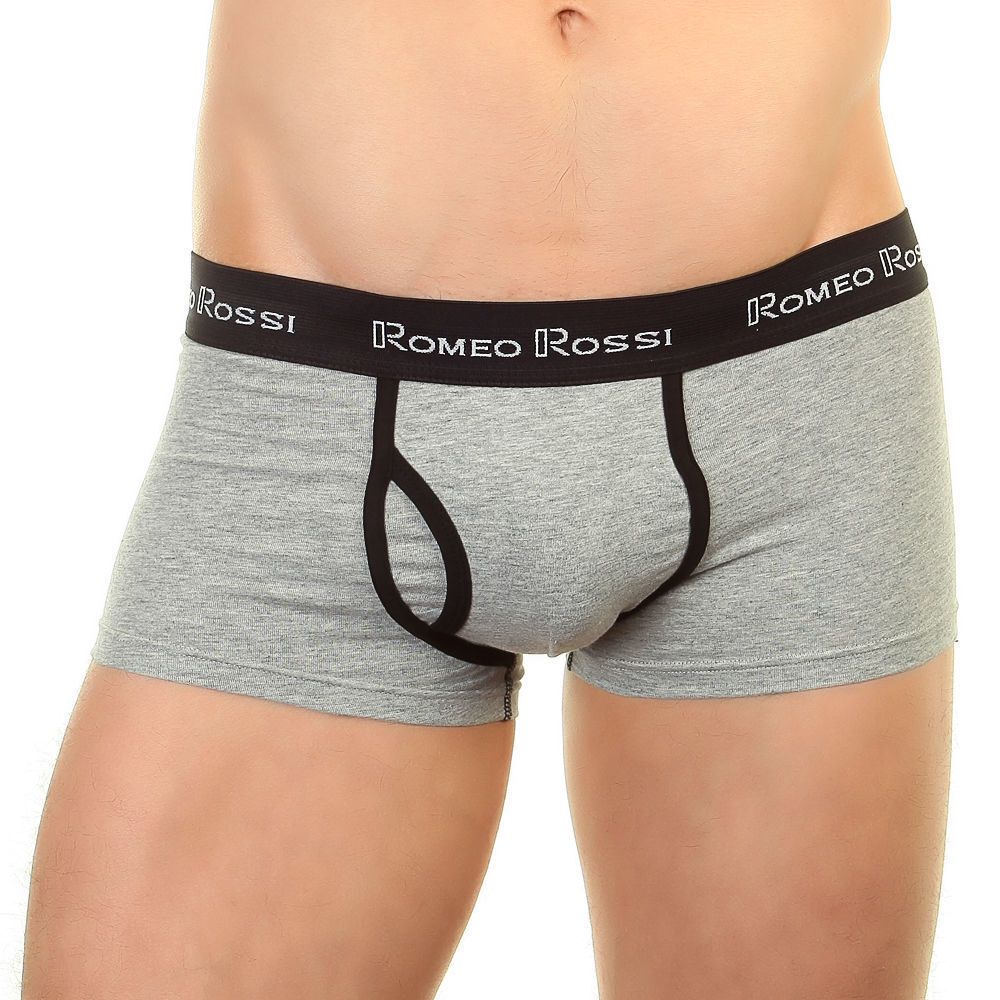 Мужские трусы боксеры серые с черной окантовкой Romeo Rossi RR365-103
