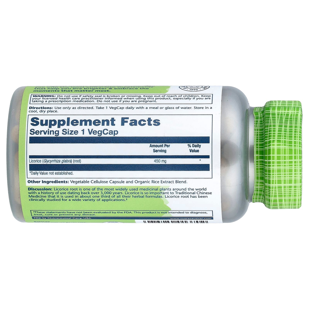 Solaray, солодка, 450 мг, 100 растительных капсул