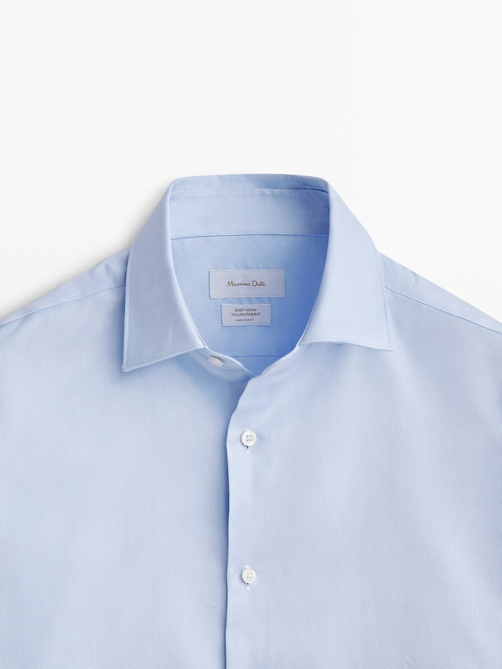 Massimo Dutti Немнущаяся рубашка облегающего кроя из рельефной ткани, небесно-голубой