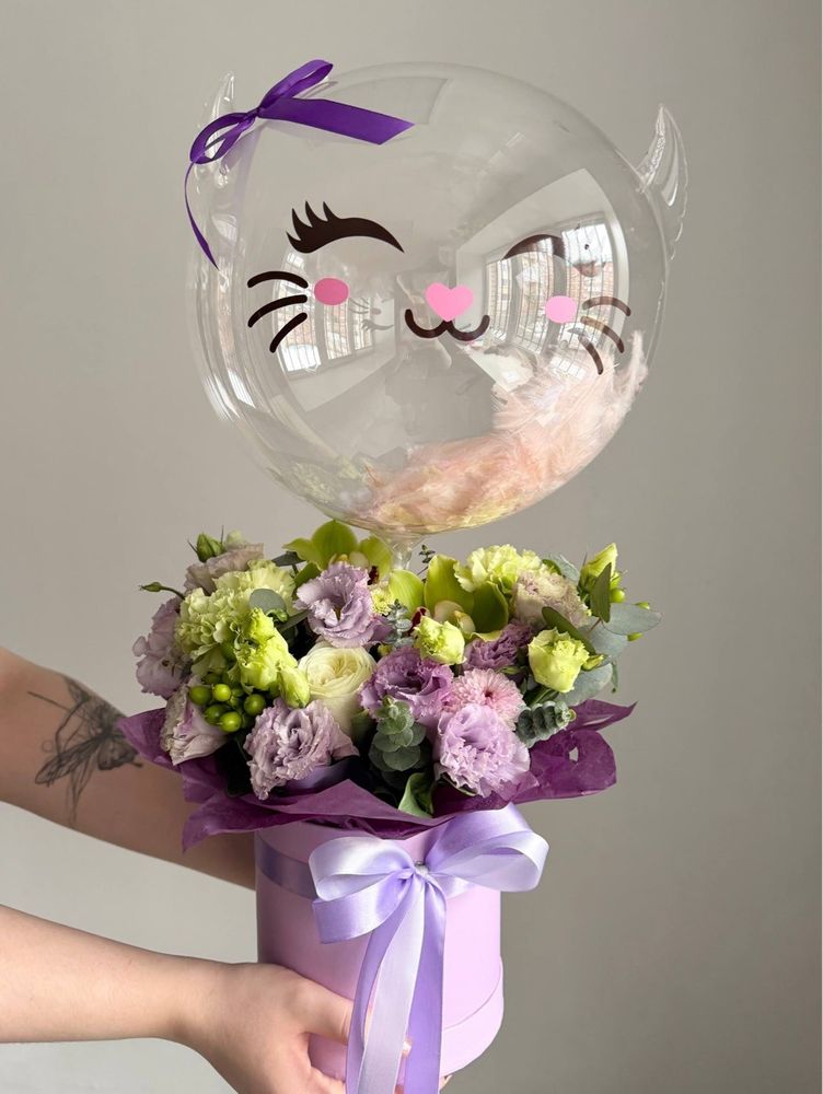 Шляпная коробка с цветами №5052