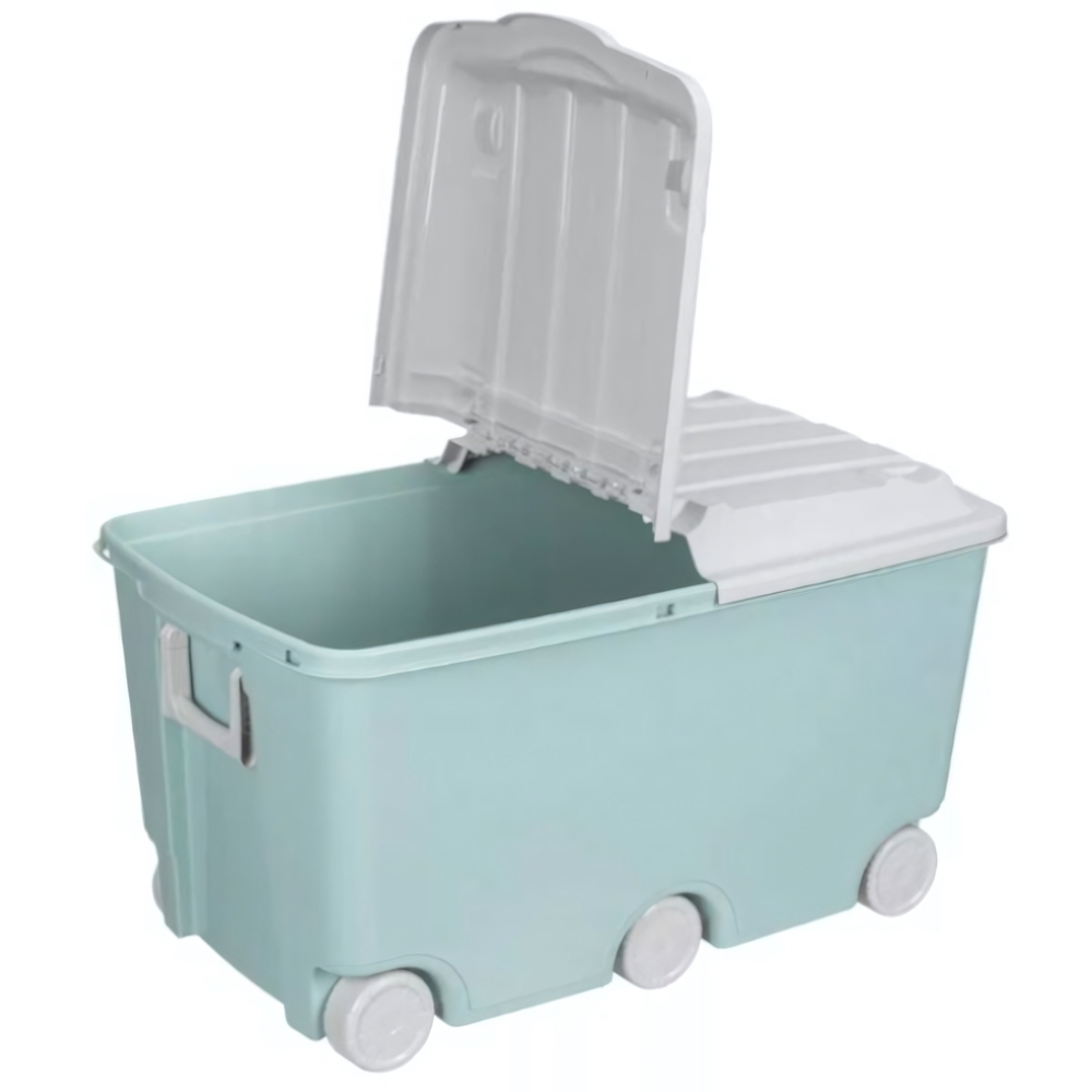Ящик для игрушек на колесах, 66,5л, 685х395х385 мм (светло-голубой)