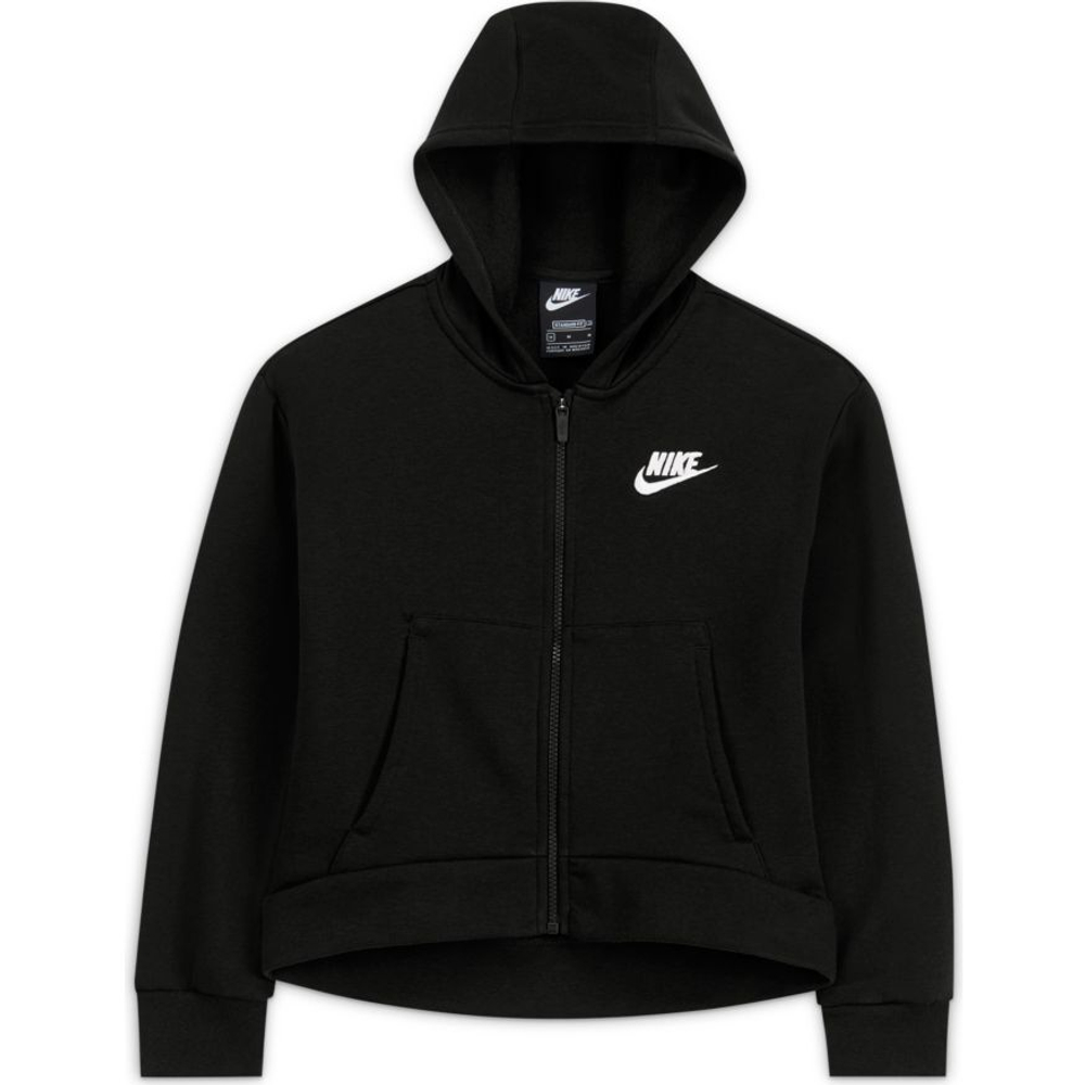 Кофта для девочки теннисная  Nike Sportswear Club Fleece FZ Hoodie G - black/white