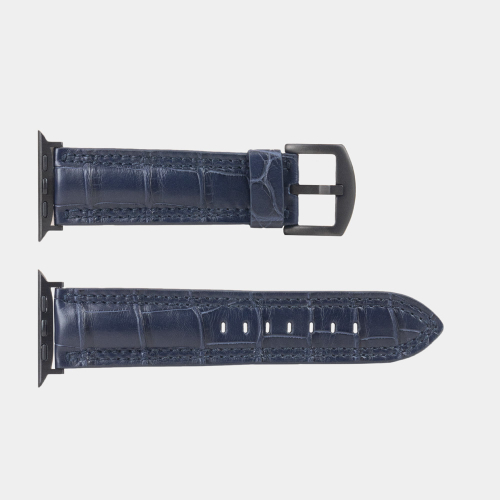 Ремешок для Apple Watch Ultra 49mm из кожи аллигатора, синего цвета
