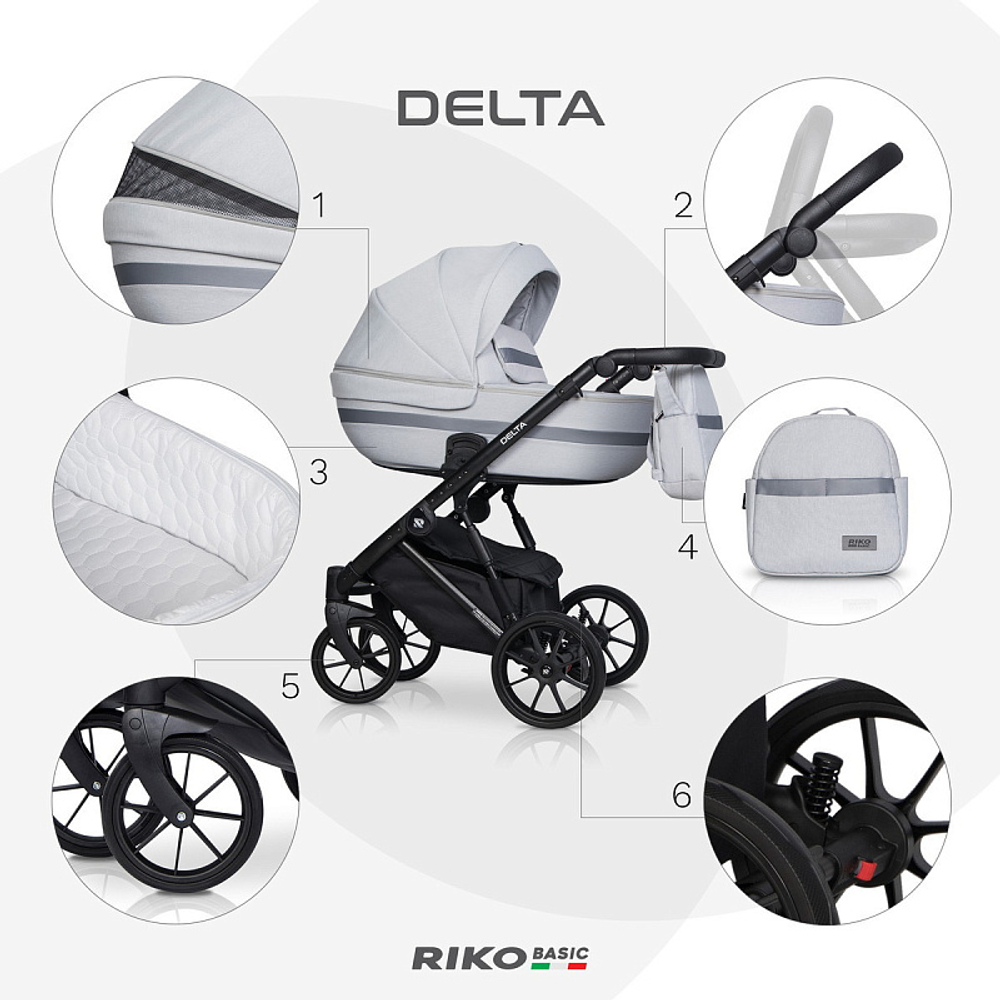 Детская коляска Riko Basic Delta 3 в 1 01 Grey Fox