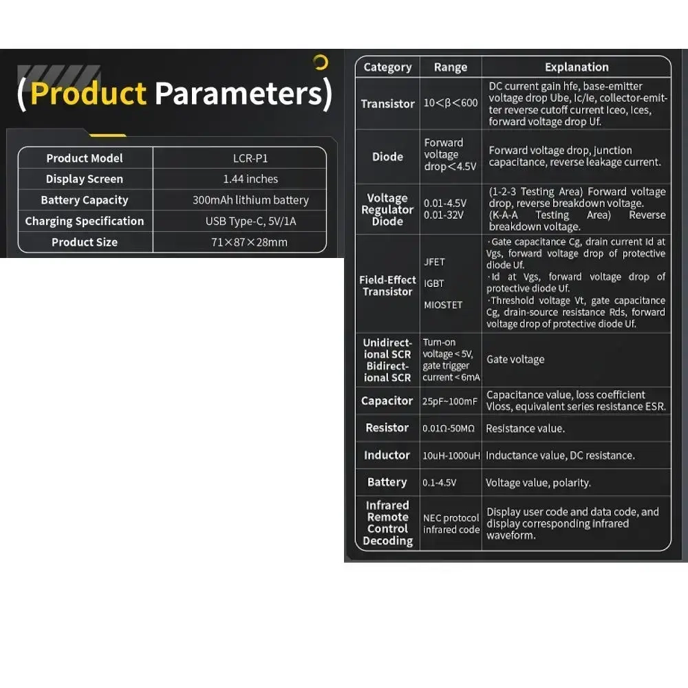 Тестер электронных компонентов Fnirsi LCR-P1