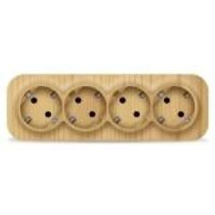 Розетка четырехместная серия "IONICH", с/з, о/у, 16А, 220В, "сосна" (еврослот) (HU2224,HU2222-2)