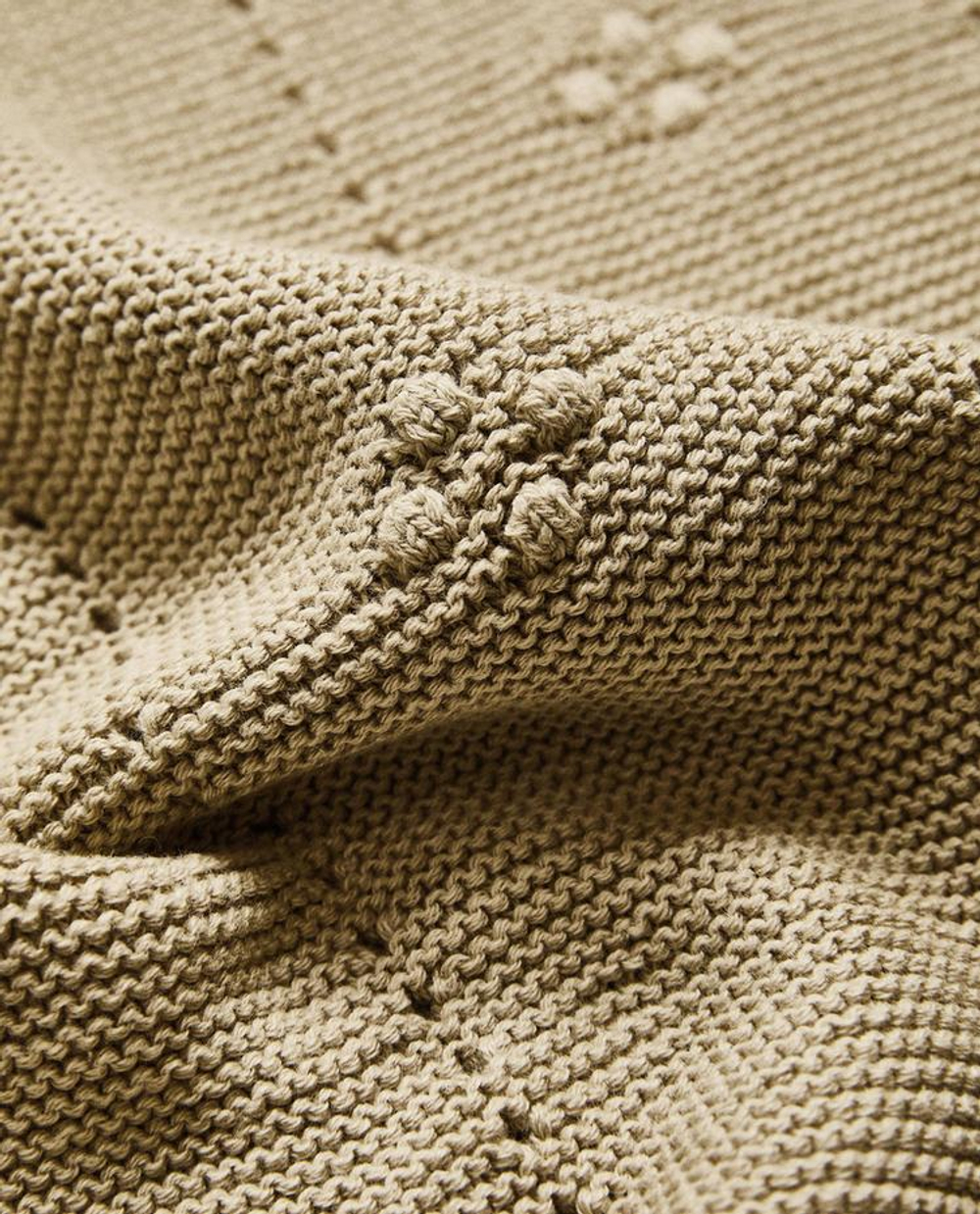 ZARA HOME ДЕТСКИЙ ВЯЗАНЫЙ ПЛЕД, ЗЕЛЕНЫЙ