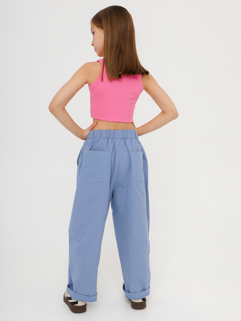 Брюки багги деним, голубые