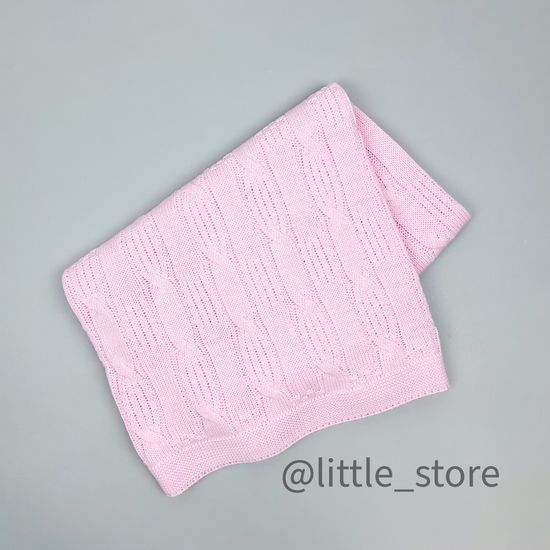 Плед вязаный Нежно-розовый, хлопковый; 90х100